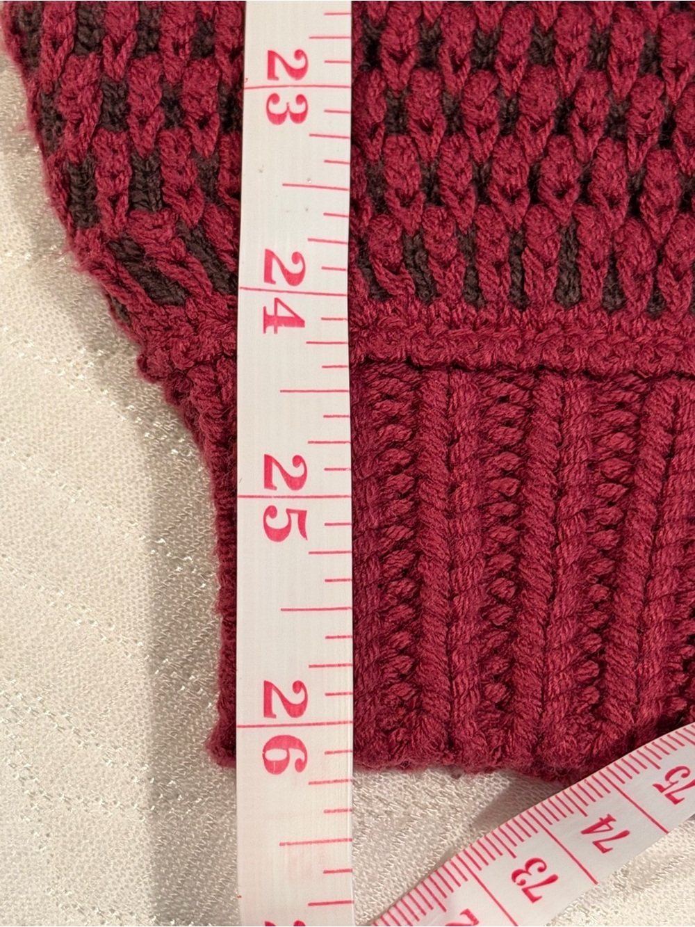 Free People Women's V-Neck Sweater in Red Berry & Brown, Size XS - Picture 11 of 13